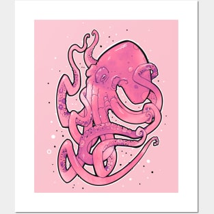 octopus pink and purple Posters and Art